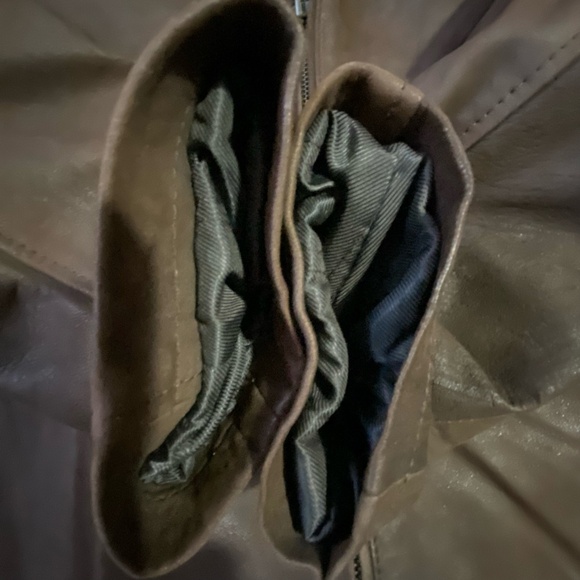 Mens Columbia Brown Soft Leather Zip Up Mock Neck Cotton Lined Casual Coat. Sz-L - Picture 4 of 16